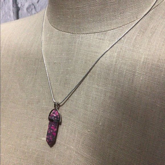 NWT Natural Gemstone 18”Chain & Pendant Pointed Chakra Hexagon Pink Gray - Picture 13 of 13